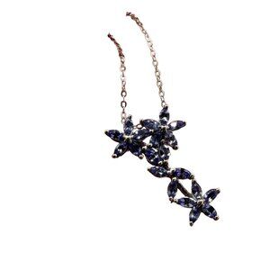 NWT Chuck Clemency Sterling Silver Purple Glass Flower Vine Pendant Necklace